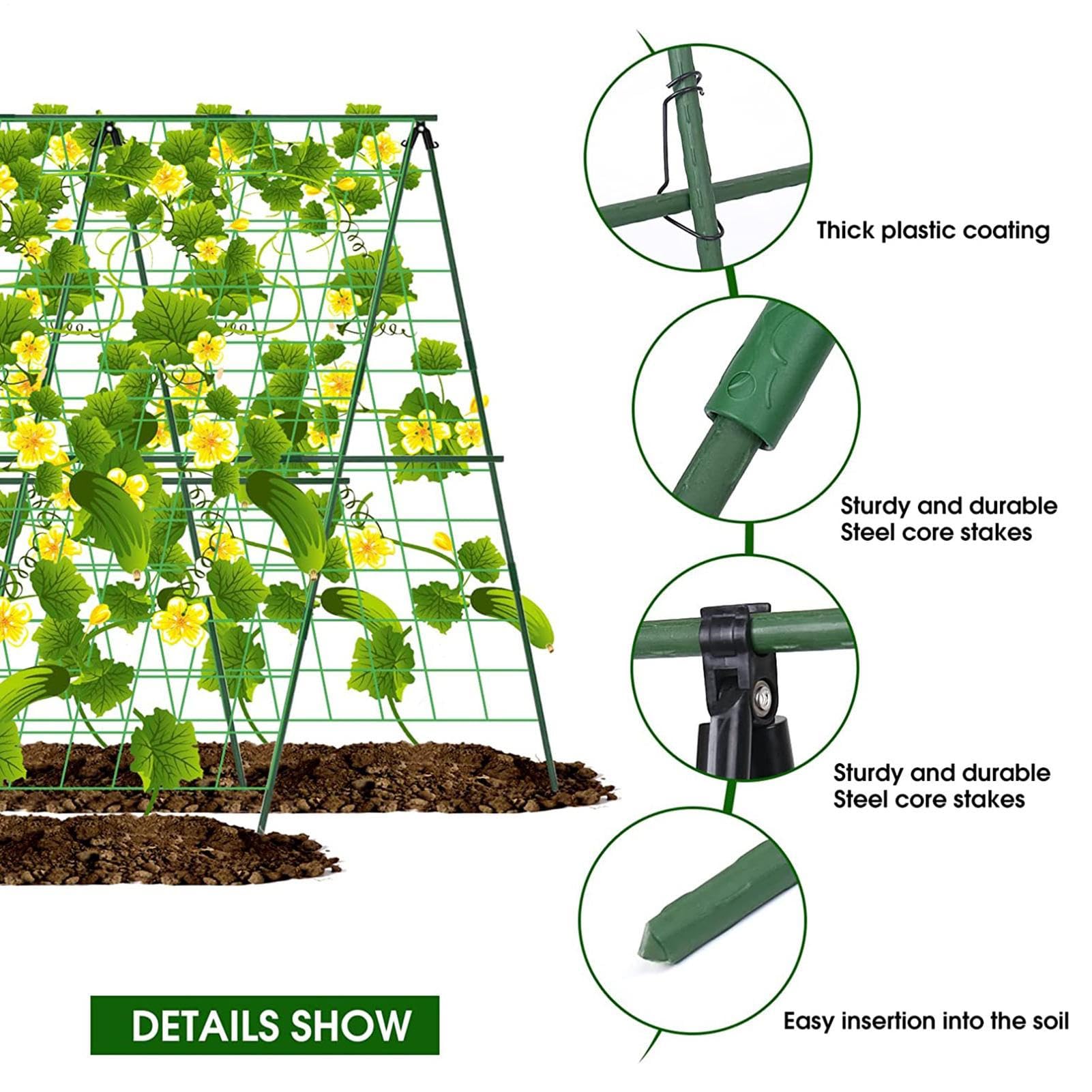 Enrejado de pepino, 48 x 48 pulgadas, enrejado de soporte para plantas con | marco en A, plegable, soporte de cultivo para plantas trepadoras, pepinos, verduras