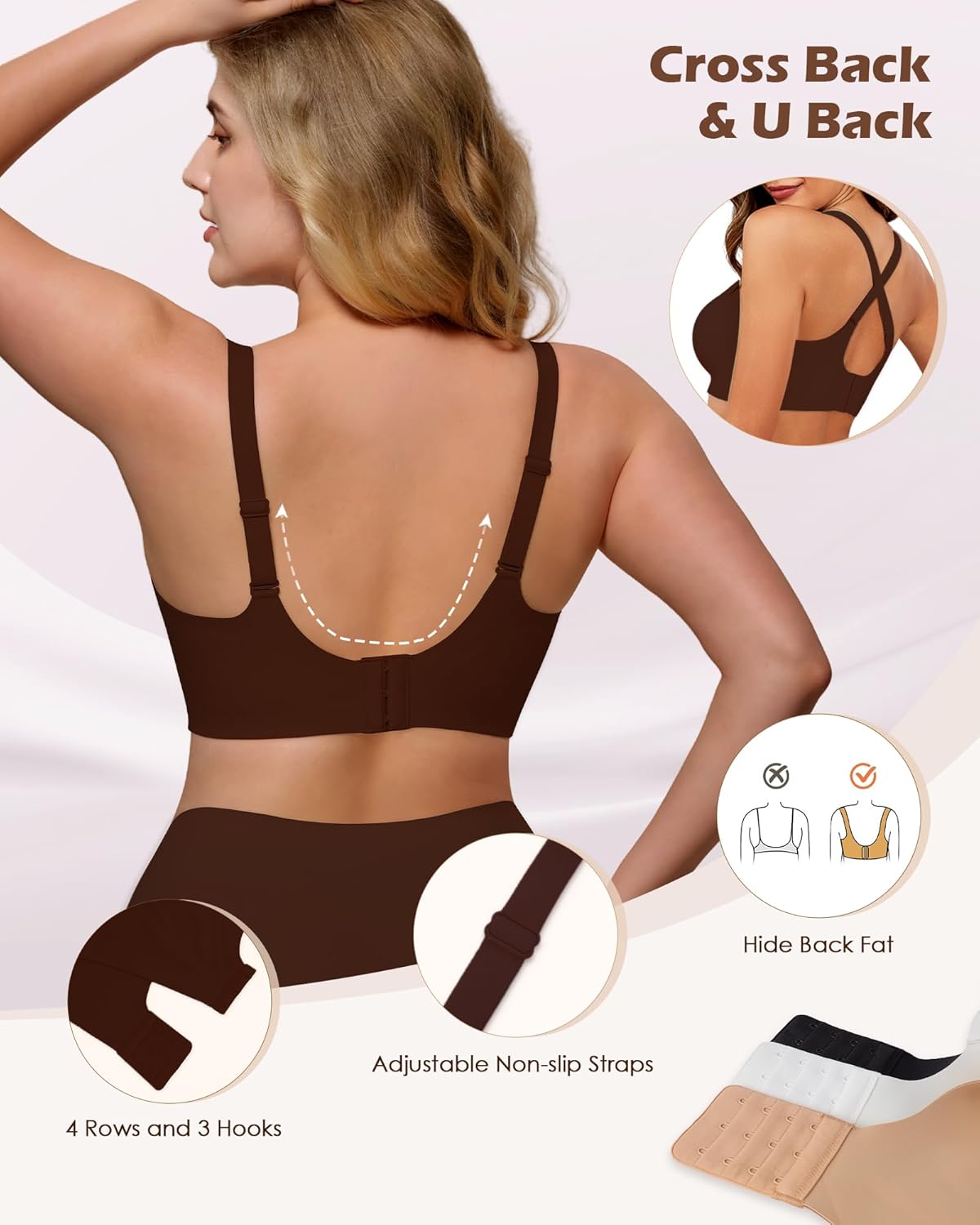 As Fairy Womens Soft Comfortable No Underwire Bras V Neck Seamless Push Up Bralettes Full Coverage Tshirt Brassiere - Image 4