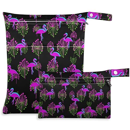 Miniatura 32 de visesunny Seta dibujada a mano, 2 bolsas húmedas con bolsillos con cremallera, lavable, reutilizable, espaciosa para viajes, playa, piscina