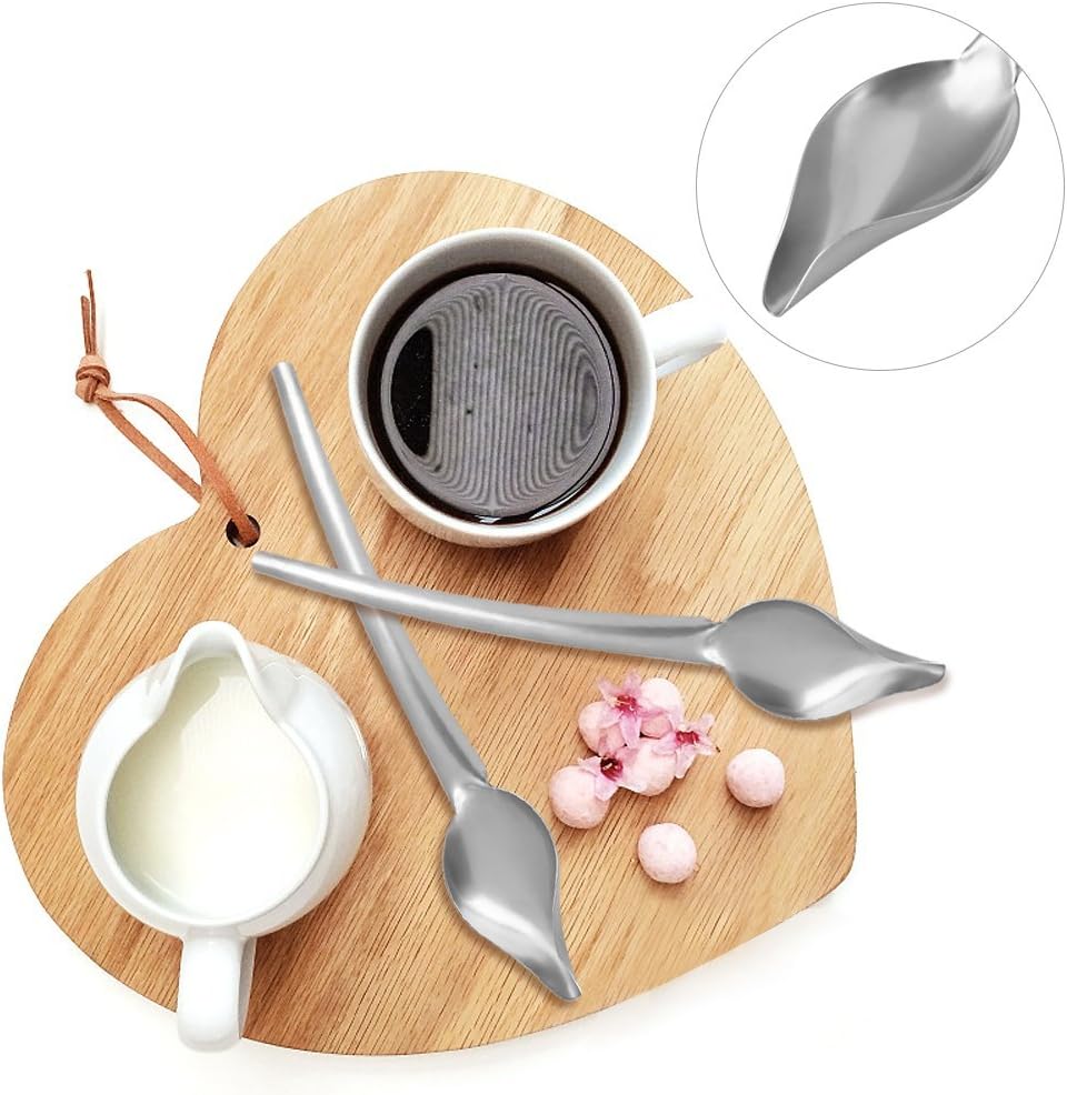 Fdit Drizzling Spoon, Stainless Steel Drizzle Spoon with Tapered Spout Drawing for Decorating Plate (L)