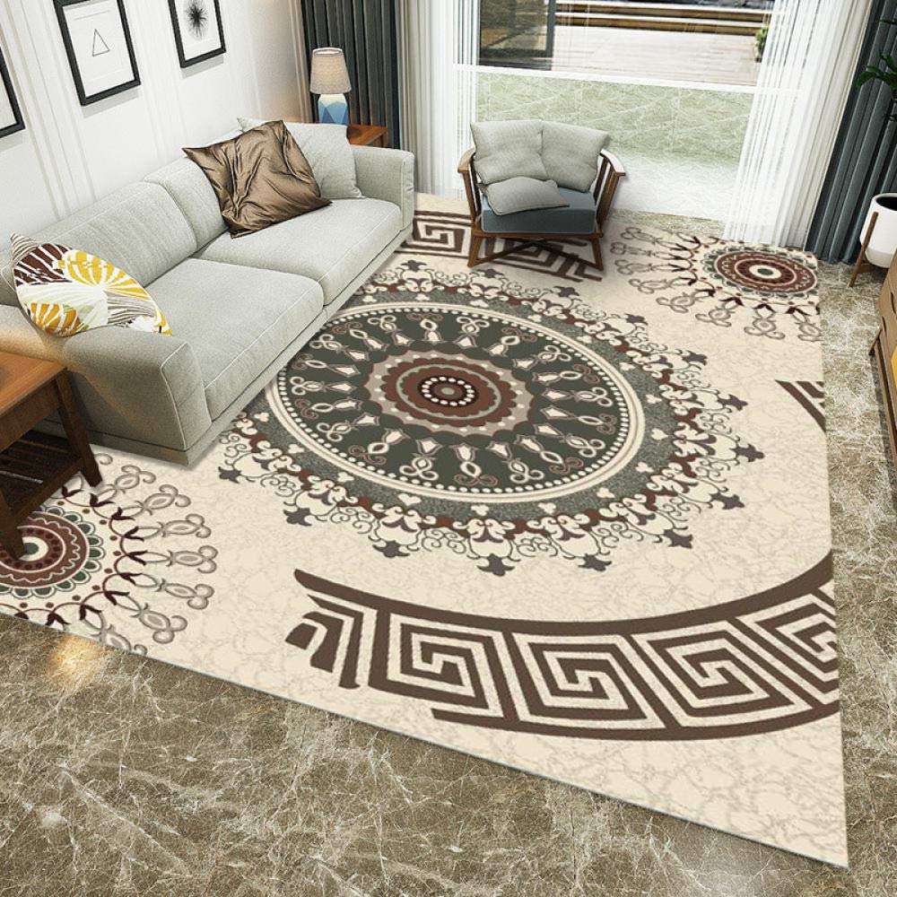 Tapis de chambre à coucher médaillon vert pour une ambiance cosy