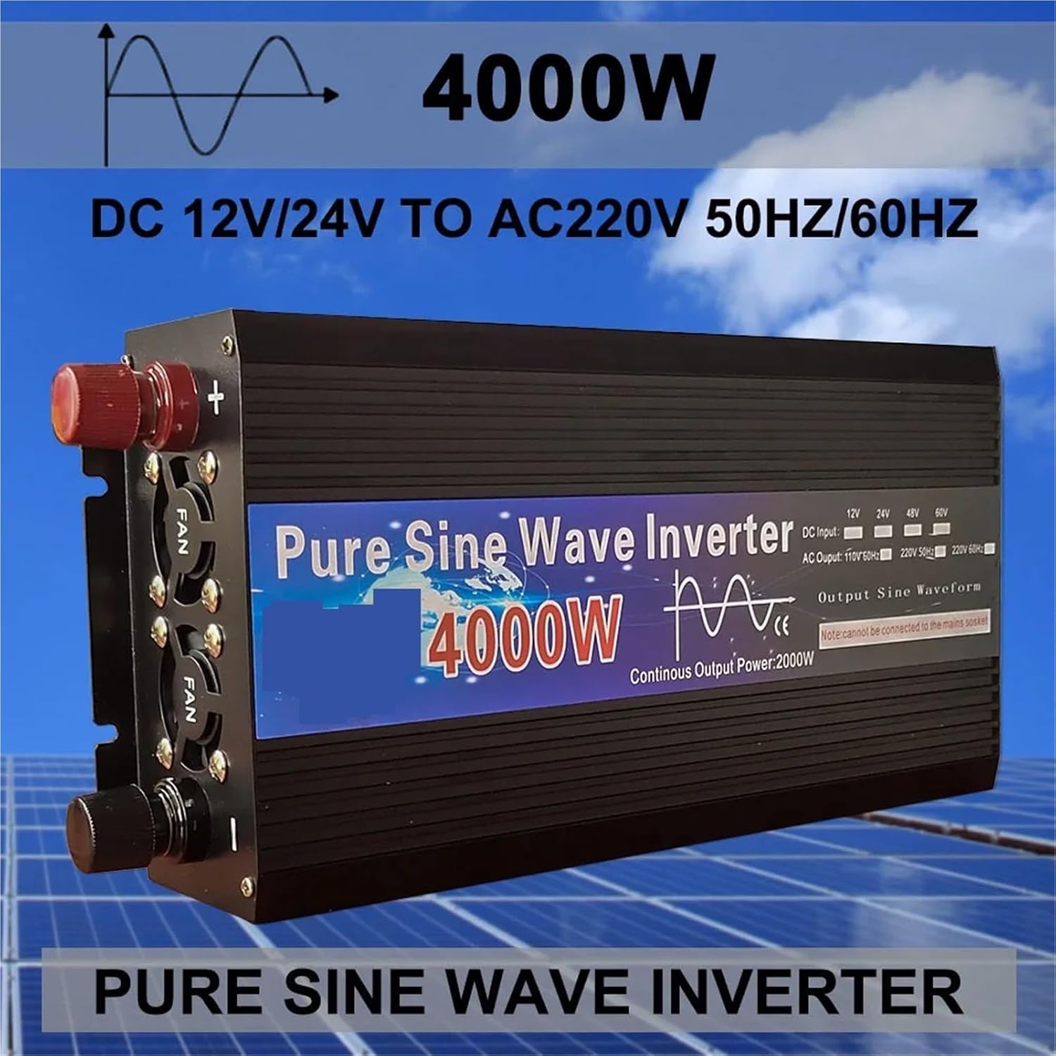 Pure Sine Wave 12V 24V 220V 3000W 4000W Power Car Inverter 24V 220V Micro Inversor Voltage Solar Energy Converter DIY(3000W,12V_220-240V 50HZ)