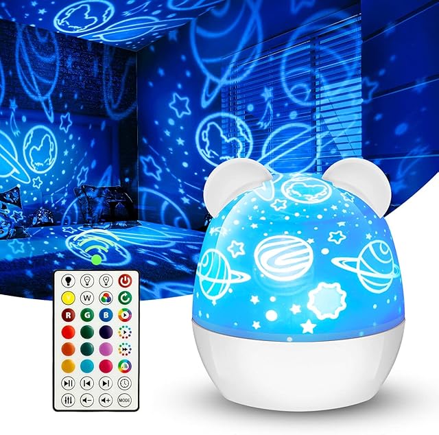 Star Projector Light with 360 Rotating,Colorful Dimmable Bedroom Starry Night Light Lamp with 15 Colors Lights for Kids Adults Halloween Christmas Gifts - 6 Sets of Film