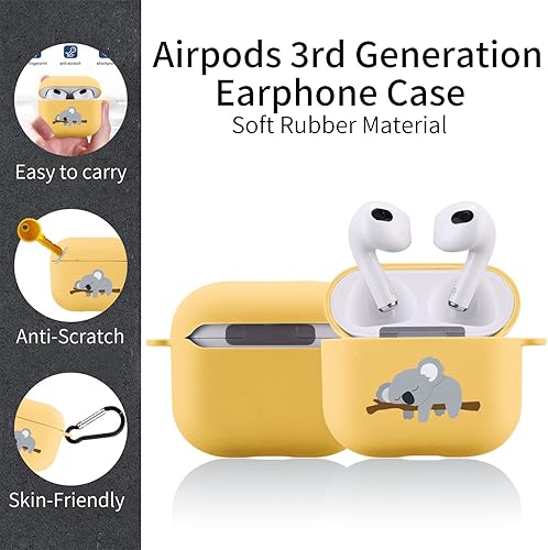 Miniatura 3 de Cute Sleep Koala Case Compatible with AirPods 3 with Keychain, Cartoon Animal Design Soft TPU Cover for AirPods 3 Charging Case Smooth Protective