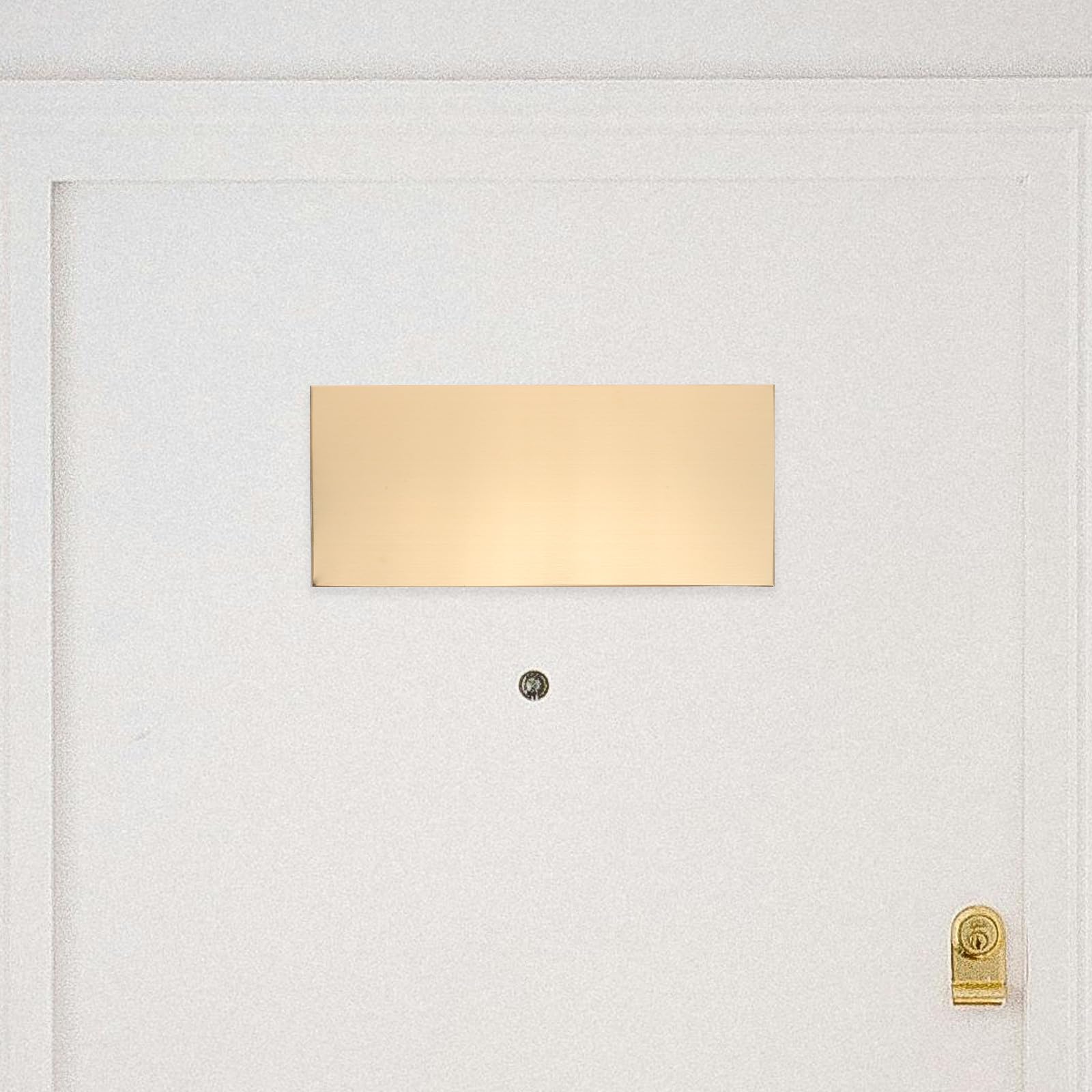 Placas Adhesivas Metálicas para Puertas 25X11 CM Acero Inoxidable Cepillado Dorado 2 Unidades Placas para Grabar Letreros Autoadhesivos para Oficina Hotel Escuela y Hospital
