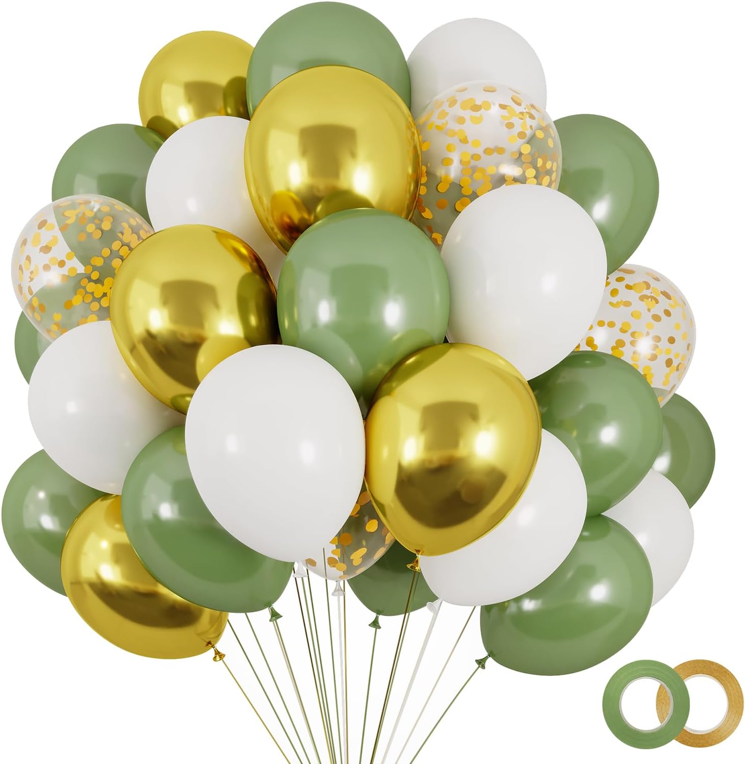 Green & Gold Birthday Balloons - 30-Piece Jungle Safari Dinosaur Party Decor