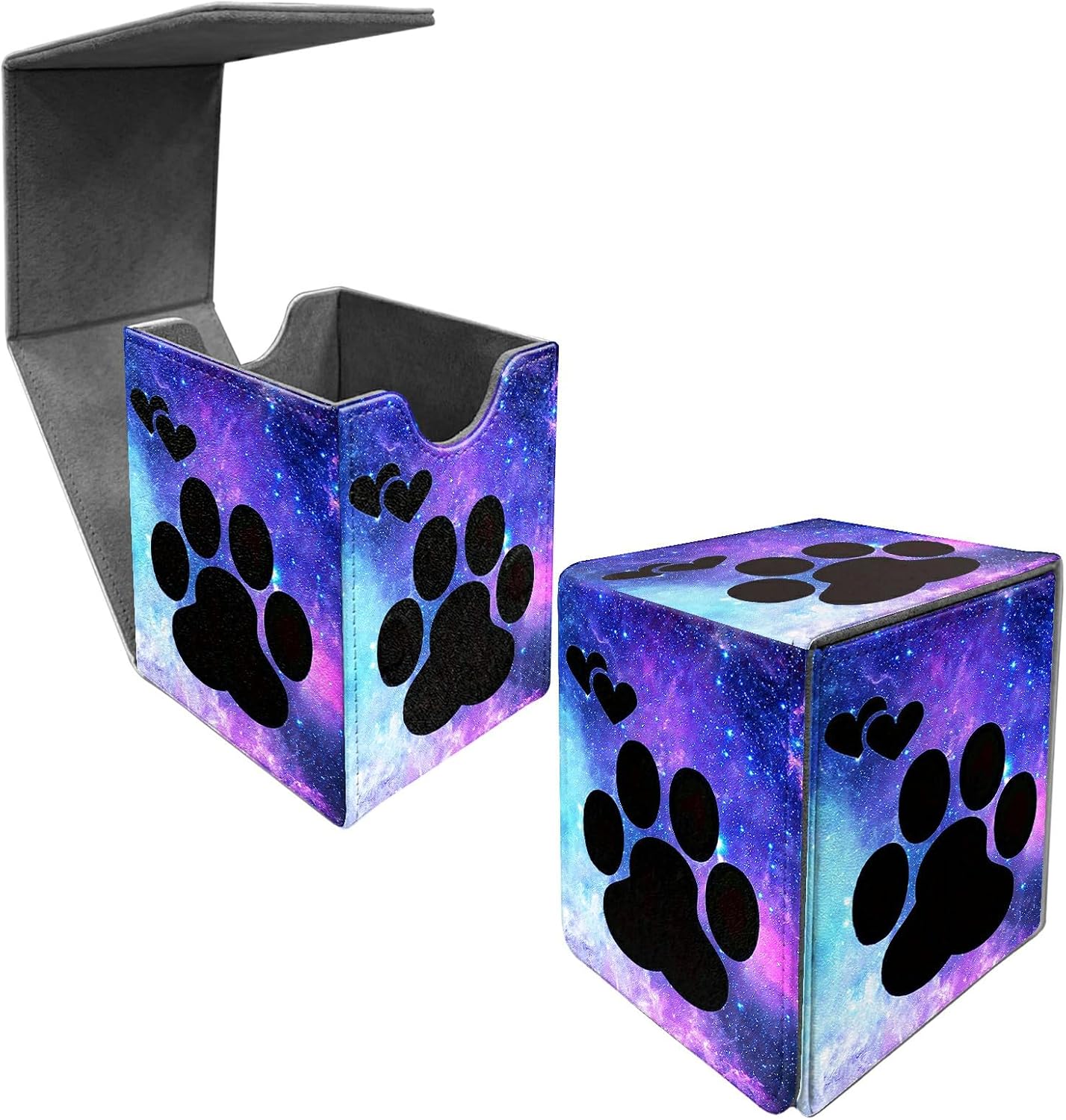 Card Deck Box Trading Cards with Strong Magnet Dog Paw Print Theme Commander Storage Magic Premium Card Case for TCG CCG Magic Cards