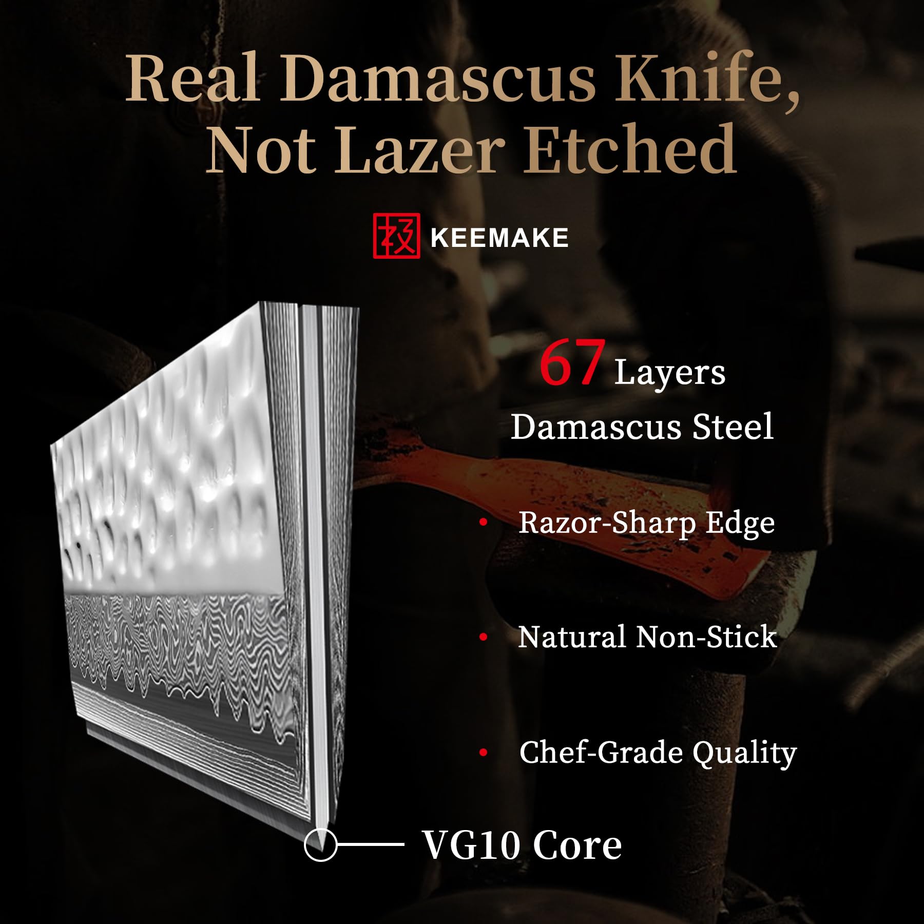 8 Inch Damascus Chef Knife, Japanese Kitchen Knife with VG10 Steel — Amazon image 3