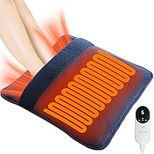 Electric Heated Foot Warmers for Men and Women,Double-Sided Heating,6 Fast Heating Settings 3 Timers,10 ft Cord Electric Fast Heat Pad with Heat Settings Under Desk,Bed,Office,Home