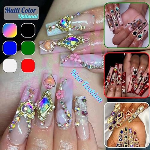 Vista 118 de 36 dijes de uñas de corazón rojo, de aleación de lujo dorada, dijes de San Valentín para uñas, diamantes de imitación rojos en 3D, diamantes