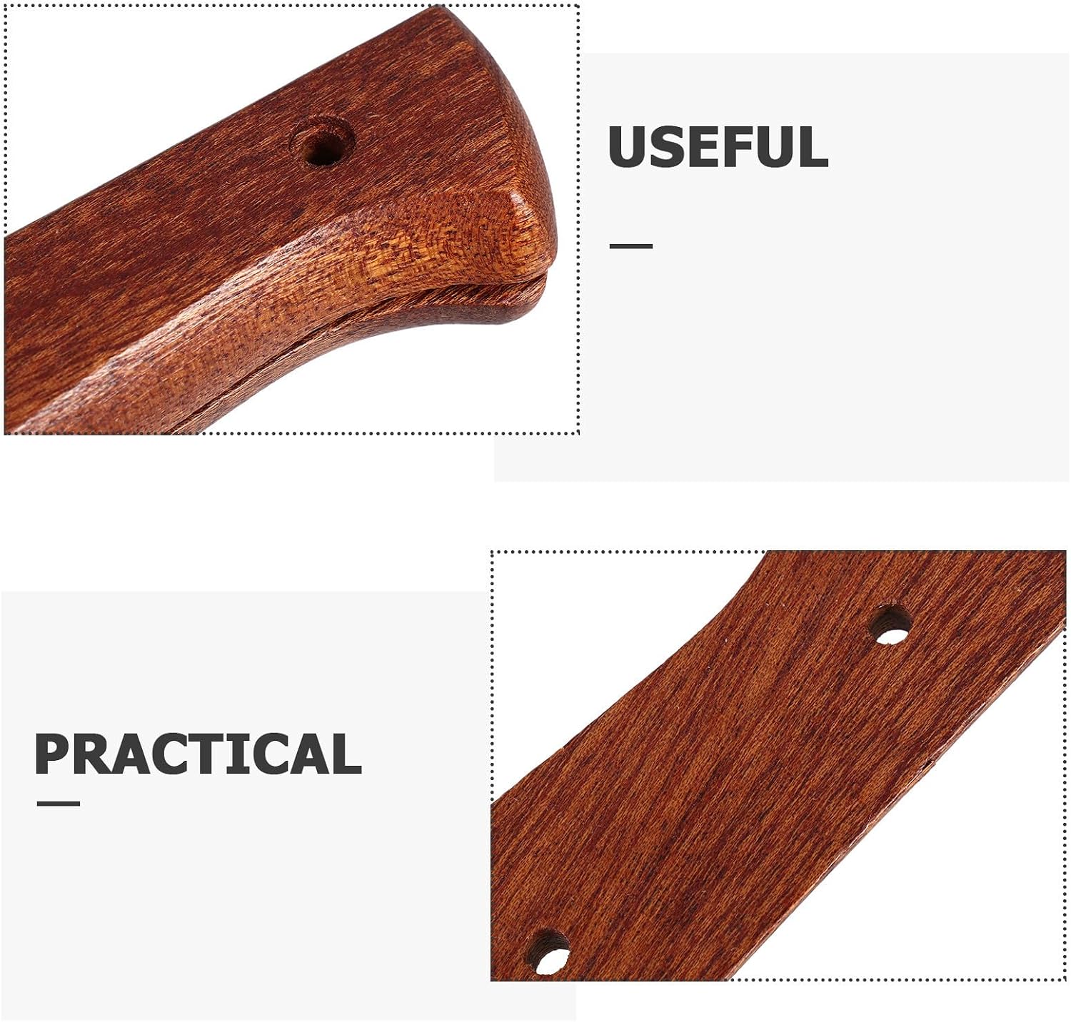 1 Pair Solid Wood Knife Handle with Pre-drilled Hole, Brown Grip