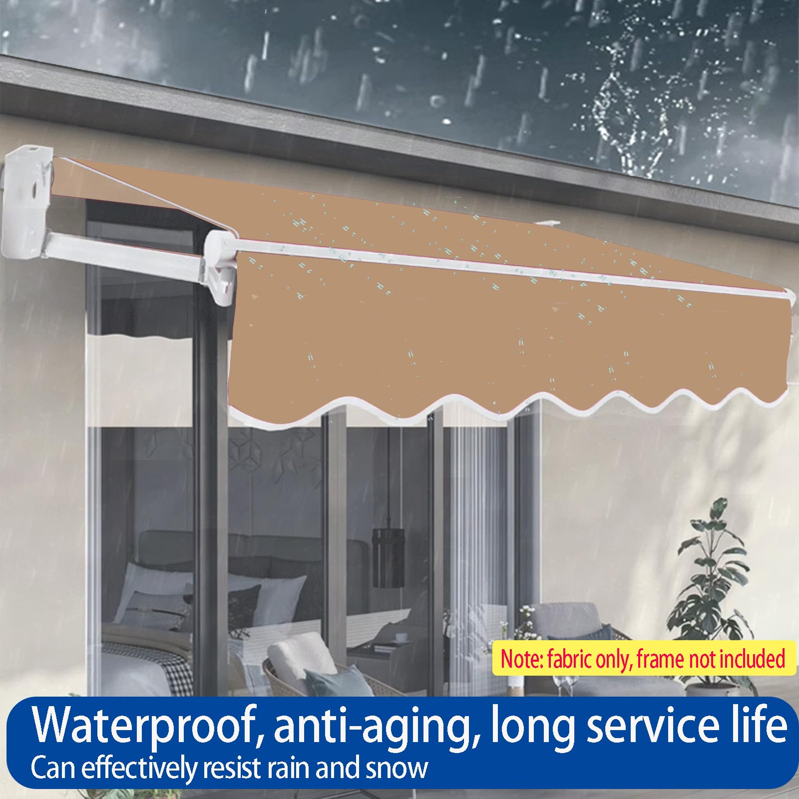 Wysuwana wymienna tkanina zaciemniająca na zewnątrz 280 g 100% poliester na patio balkon taras ogród ganek pokrowiec (rozmiar: 5 x 11 stóp/1,5 x 3 m) - bez ramy w zestawie