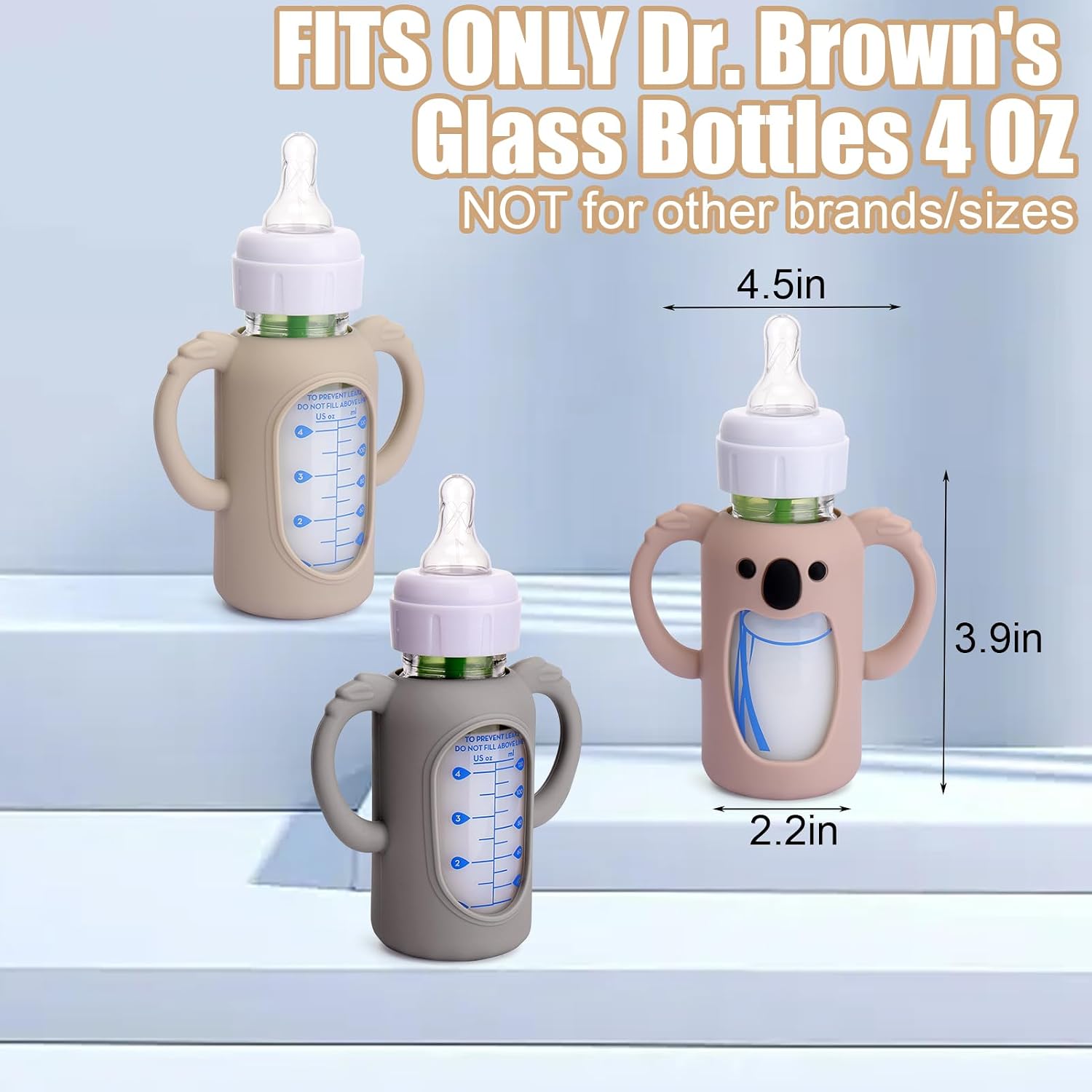 3 Pack Silicone Sleeves for Dr. Brown's Glass Bottles 4 OZ - Anti Breakage image 2