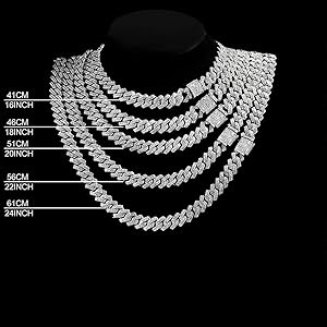 Xikui Cuban Chain Necklaces, Iced Out Miami Bling Rhinestone