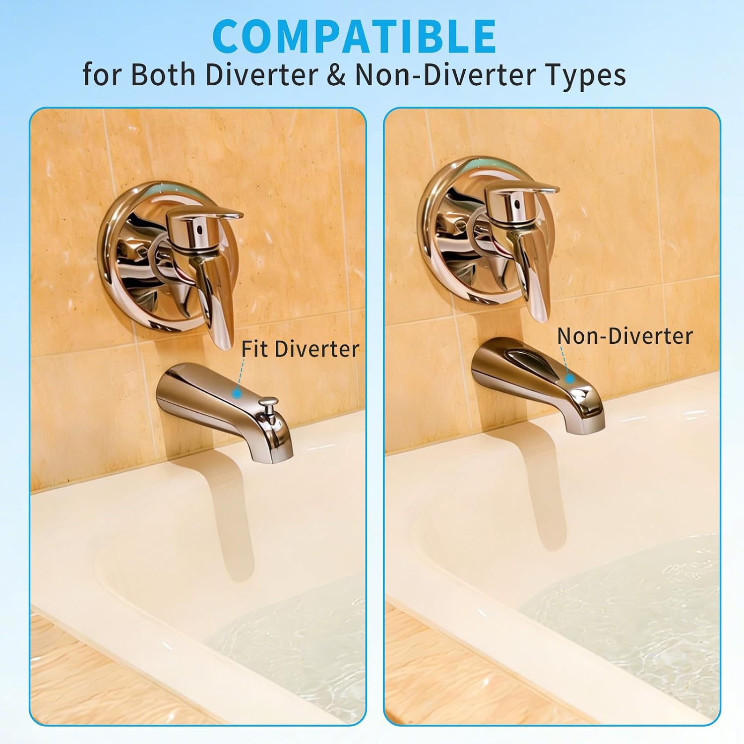 Tub Spout Adapter Fits 3/4" IPS and 1/2" IPS Pipe, Brass Bathtub faucet Diverter Kit Compatibility with 1/2” Copper Pipe Includes for Both Diverter Non-Diverter Types with Assembly Tool