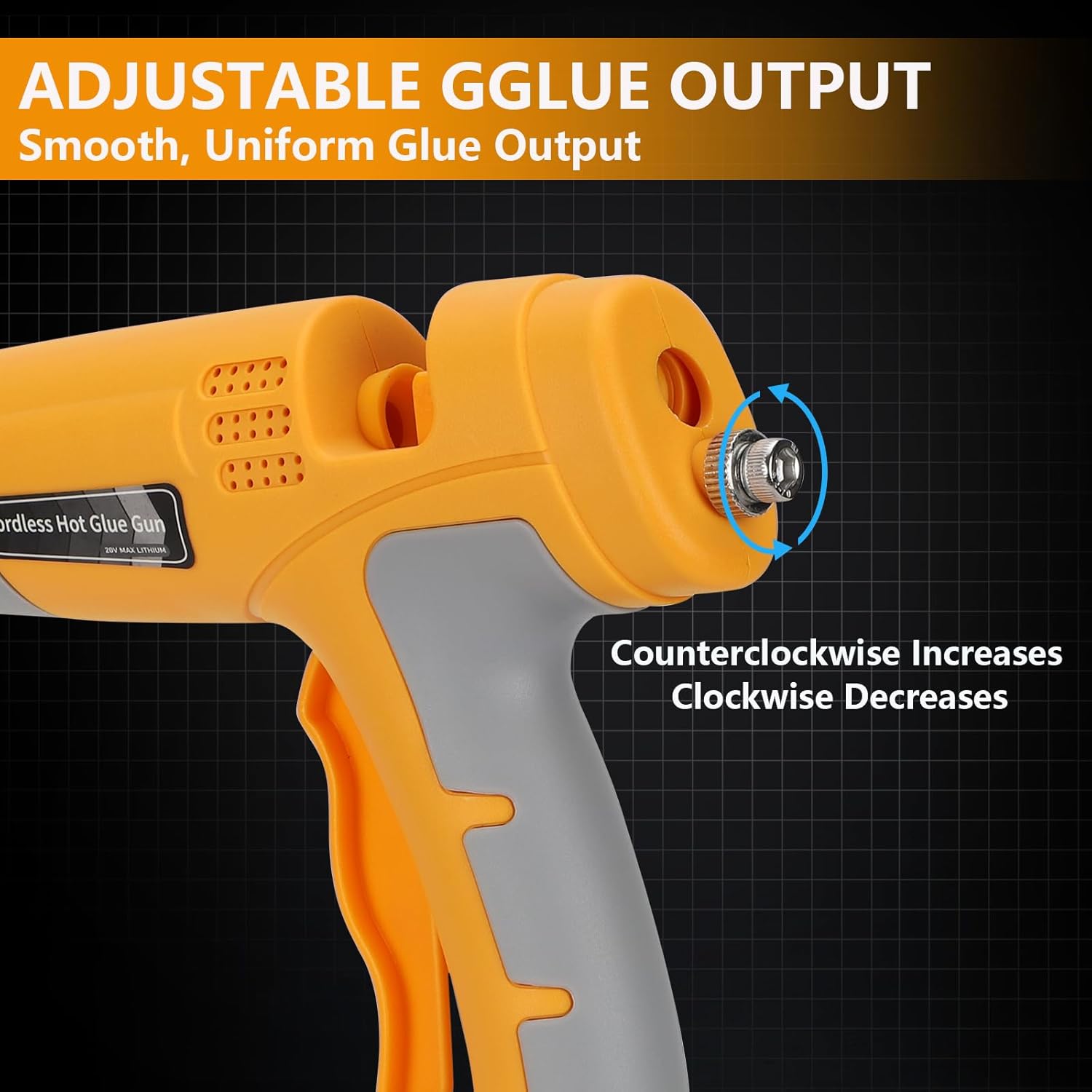 Cordless Hot Glue Gun Full Size for DeWalt 20V Battery, 100W Portable Hot Glue Guns Adjustable Temp & Glue Output for Crafts & DIY, Home Repairs, Holiday Decorations, School Projects