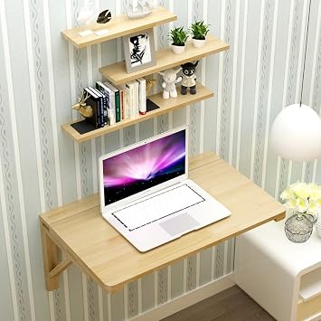 Folding Wall-Mounted Table Solid Wood Wall Table Dining Table Foldable Computer Desk Learning Table Wall-Mounted Folding Table Study Desk Size Optional (Size : 120 * 40cm)