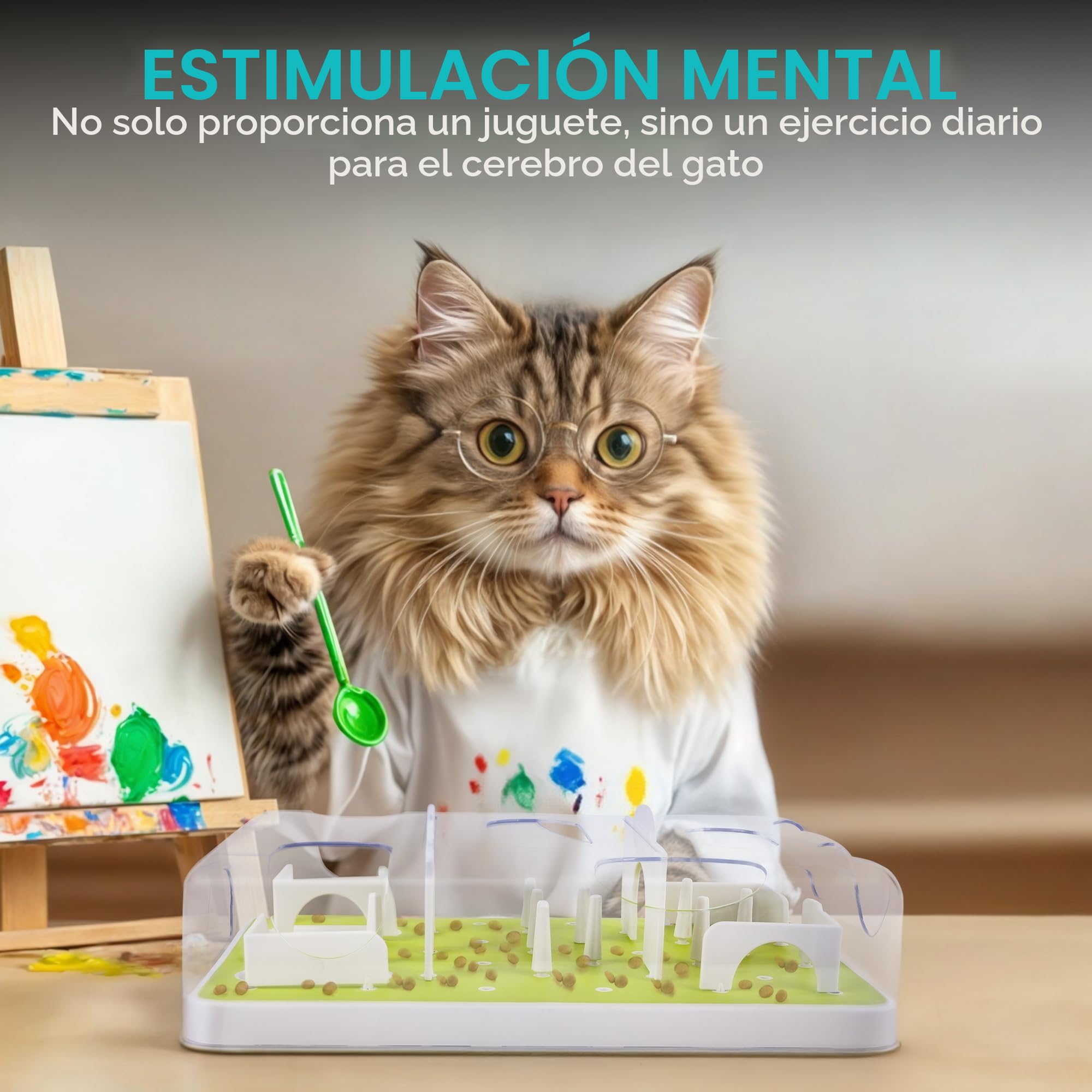 ALL FOR PAWS Rompecabezas Interactivo para Gatos con Dispensador de Comida y Premios, Juguete Inteligente Que Reduce la Ansiedad y la Comida Rápida, Comedero Lento para Gatitos