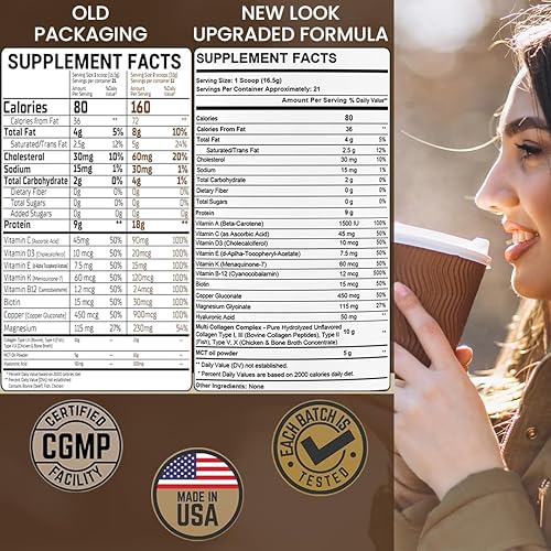 Miniatura 6 de Proteína en polvo de péptidos multicolágeno hidrolizados sin sabor (paquete de 3, Creamer Keto Coconut MCT)