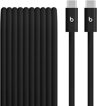 Beats 240W USB-C to USB-C Braided Cable, Fast Charging, Durable/Tangle Free, Compatible with Apple and Android Devices 3 m/10 ft Bolt Black