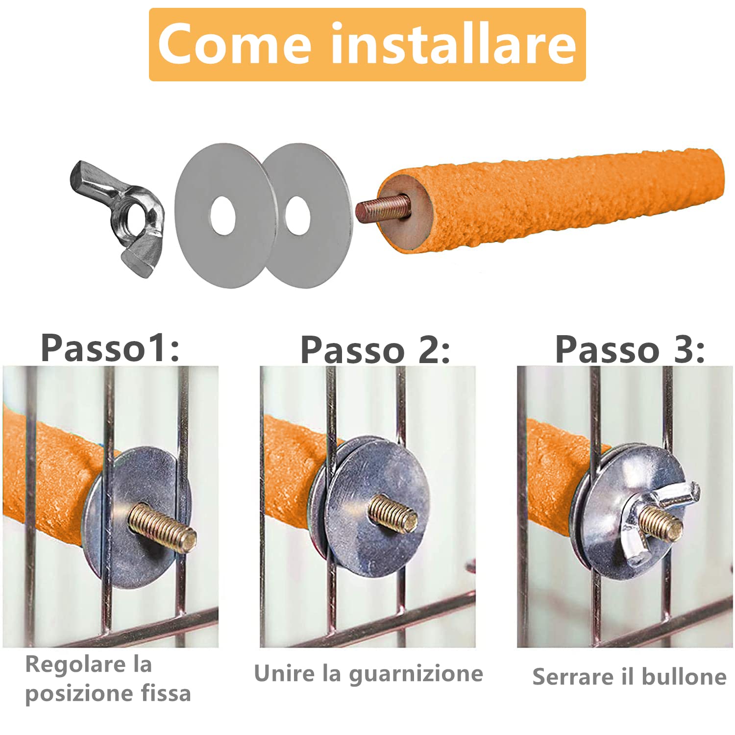5 Pezzi 20cm Posatoi Pappagalli Giochi Trespoli Naturale Paw Grinding Giocattolo per Pappagalli Uccello Masticare Giocattoli della Viene fornito con un collare per pappagalli, Colore casuale