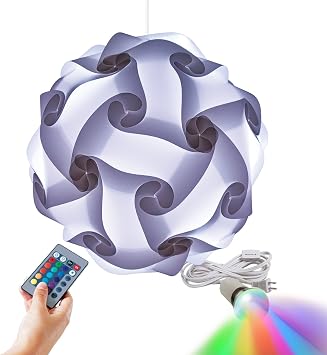 Geospace White Geosphere Puzzle Lamp with A/C Power Cord, LED Bulb & Remote 30 Piece Puzzle Lamp 12 inch White Puzzle Lamp