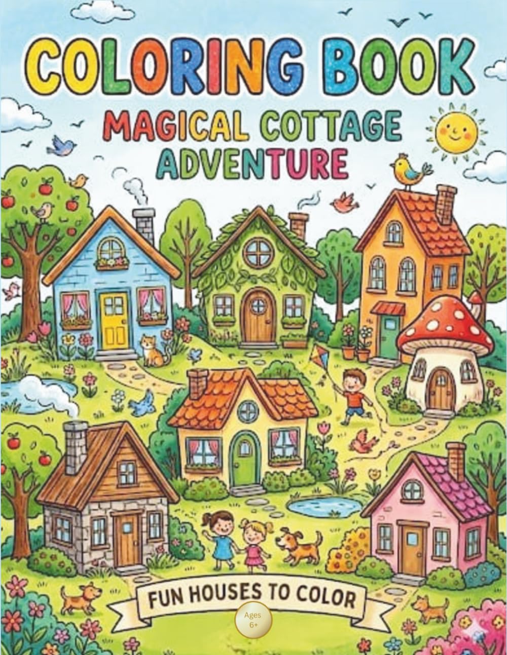 Coloring Book Magical Cottage Adventure: Whimsical Houses, Enchanting Gardens, and Cozy Countryside Landscapes – 50+ Unique Coloring Pages for Kids Ages 6+ and Adults.