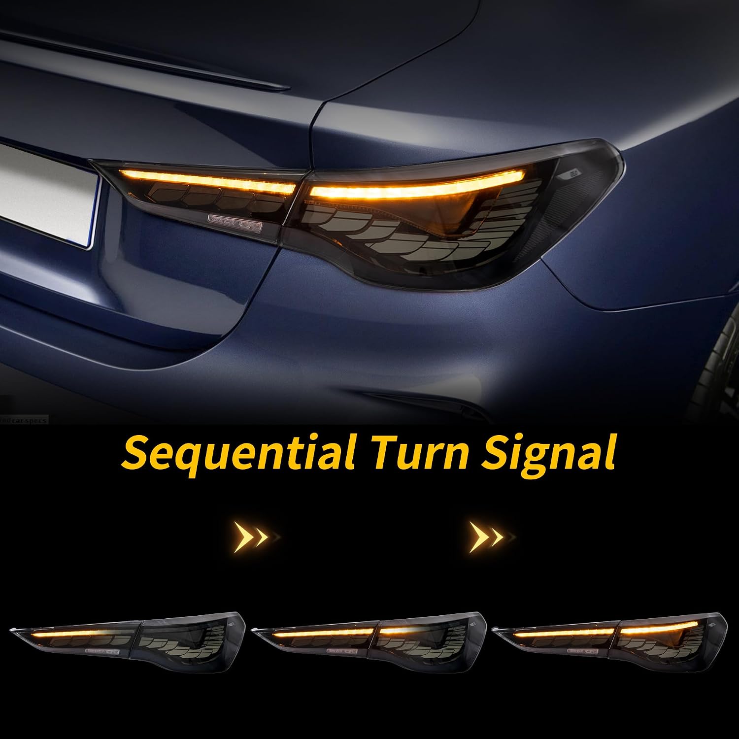 VLAND LED Tail Lights Compatible With BMW 4 Series G22 / G23 / G26 2021-2023 2nd Gen, W/Dragon Scales Running Light, Smoked lens Style