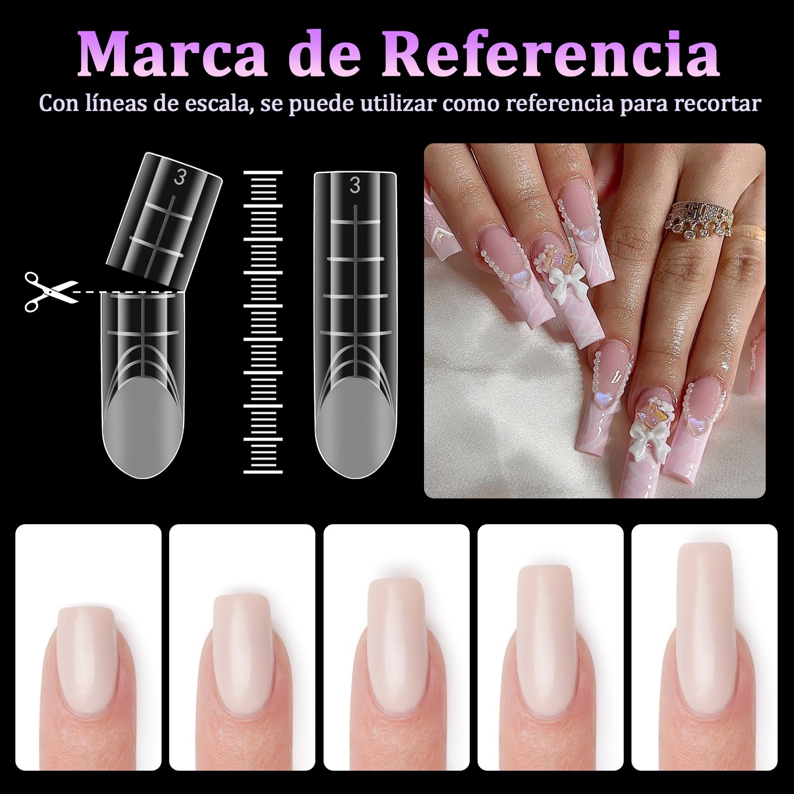 Kiiwah Unghie FinteTip 120 Pezzi Dual Form, Durevole e Riutilizzabile System Dual Nail Form Dual Form Unghie con Scala Graduata Estensione Nail Form per Gli Studenti Della Nail Art
