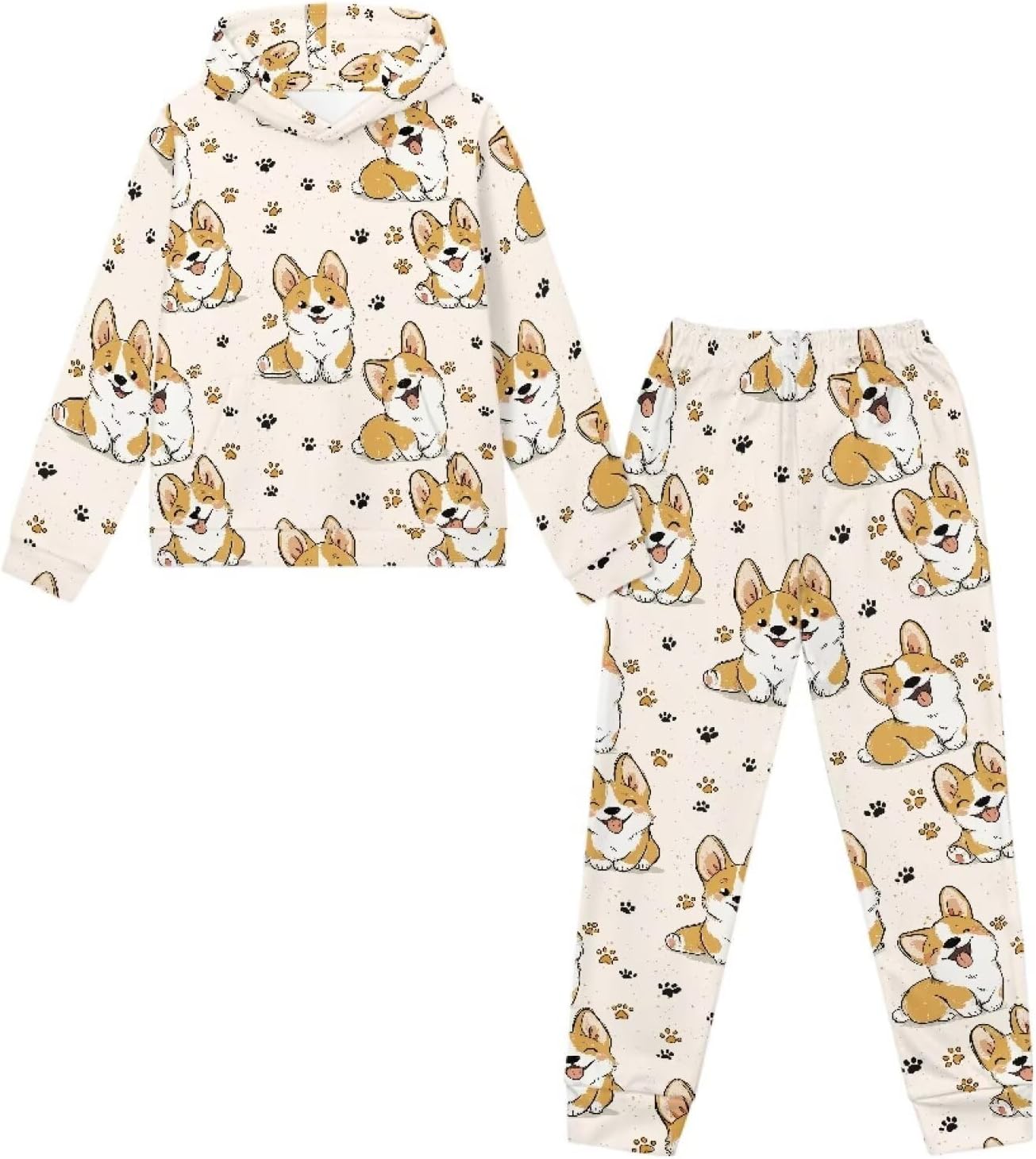 Unisex 2 Piece Outfits Hoodie Sweatsuit Sets for 5-12Y Boys Girls Oversized Sweatshirt and Baggy Fall