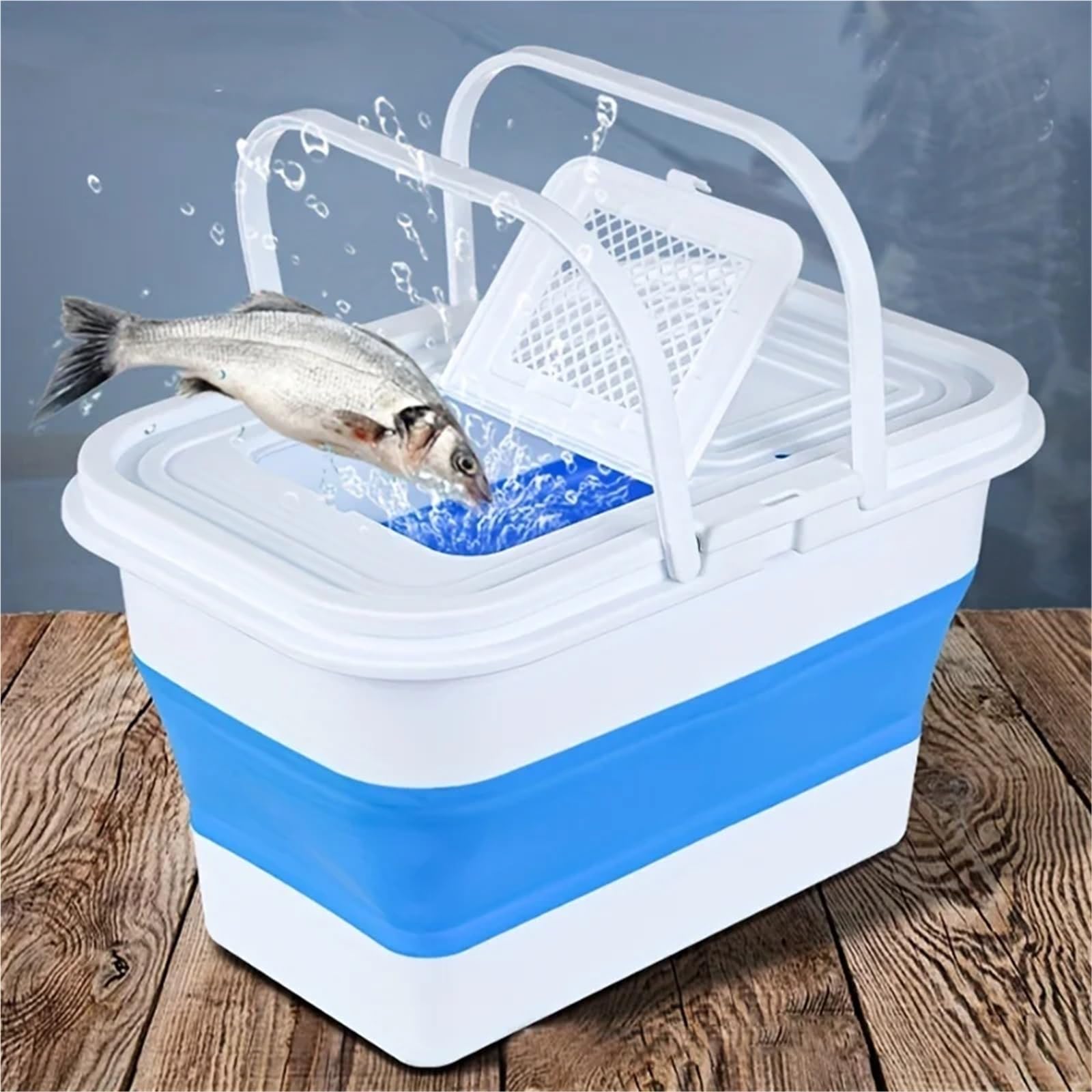 Cubo Plegable portátil for Peces, 13L, con Malla Transpirable, Adecuado for Viajes al Aire Libre, Senderismo y Pesca, 1 Uds para Lavado Camping(Grey)