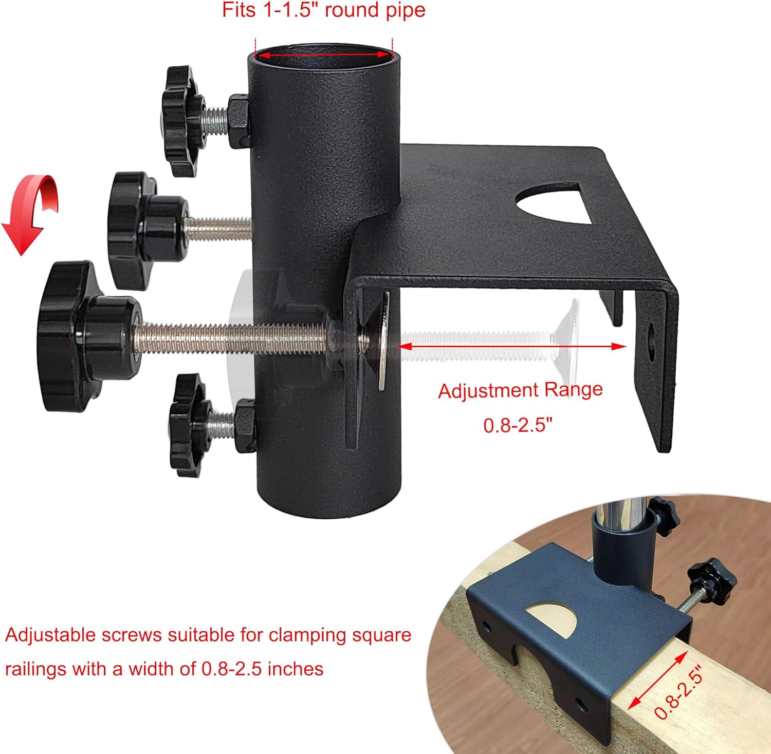Heavy Duty Parasol Holder Patio Umbrella Stand Mount Umbrella Stand Bench Buddy Umbrella Holder Fixed Clip Umbrella Clamp for Deck,Chair,Desk,Dock,Beach Courtyard Balcony,Boats,Tailgates