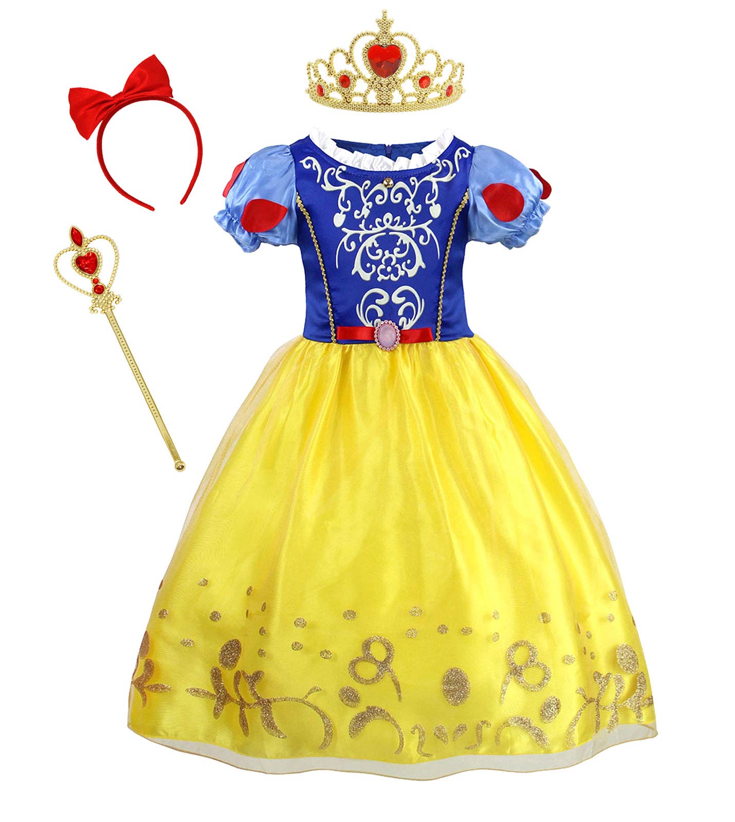 WonderBabe Princess Dress for Little Girl Halloween Fancy Party Role Play Dress Up Costume