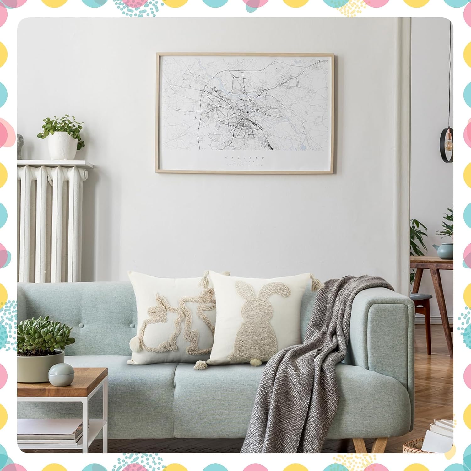 Beeveer 2 Pack 18 x 18 Inch Happy Easter Throw Pillow Covers Bunny Rabbit Throw Pillowcase for Spring Easter Home Sofa Couch Bedroom and Outdoor Porch Decor