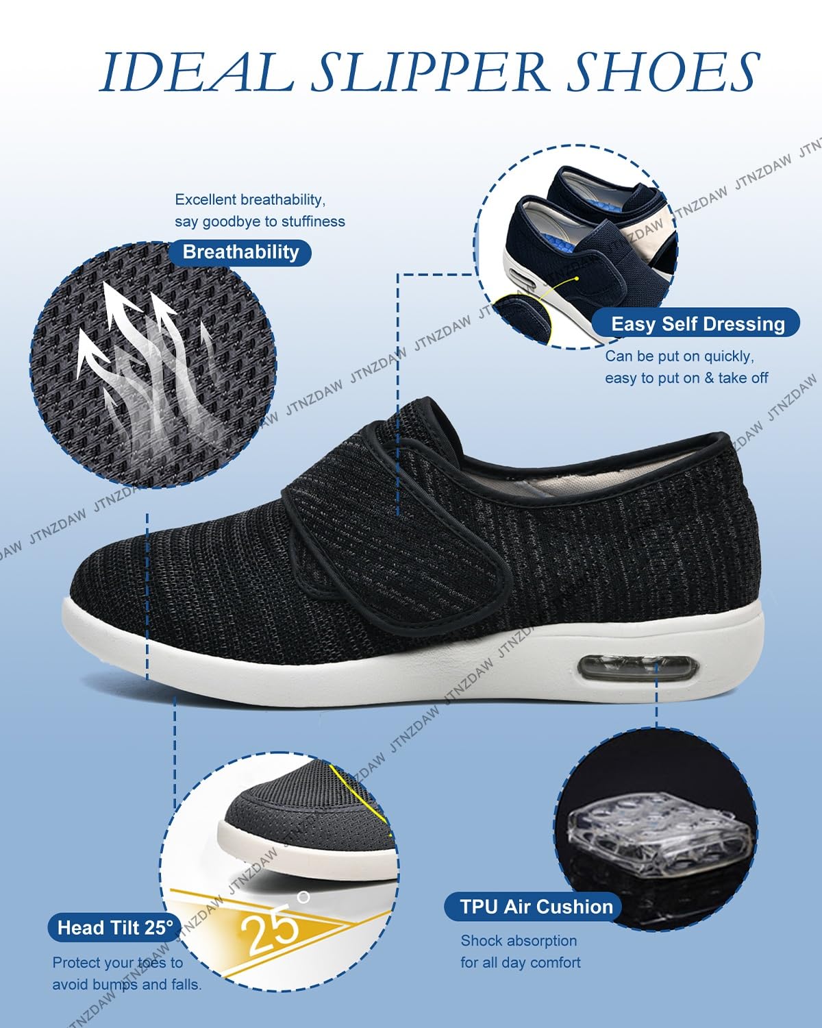 Zapatos para DiabéTicos para pies Hinchados Hombre Extra Ancho Zapatillas Especiales para Juanetes Mujer Sin Cordones pie Diabetico Verano Comodos
