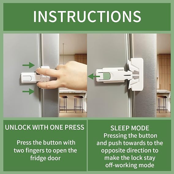 Child Proof Fridge Lock, Baby Safety Refrigerator Door Latch Locks
