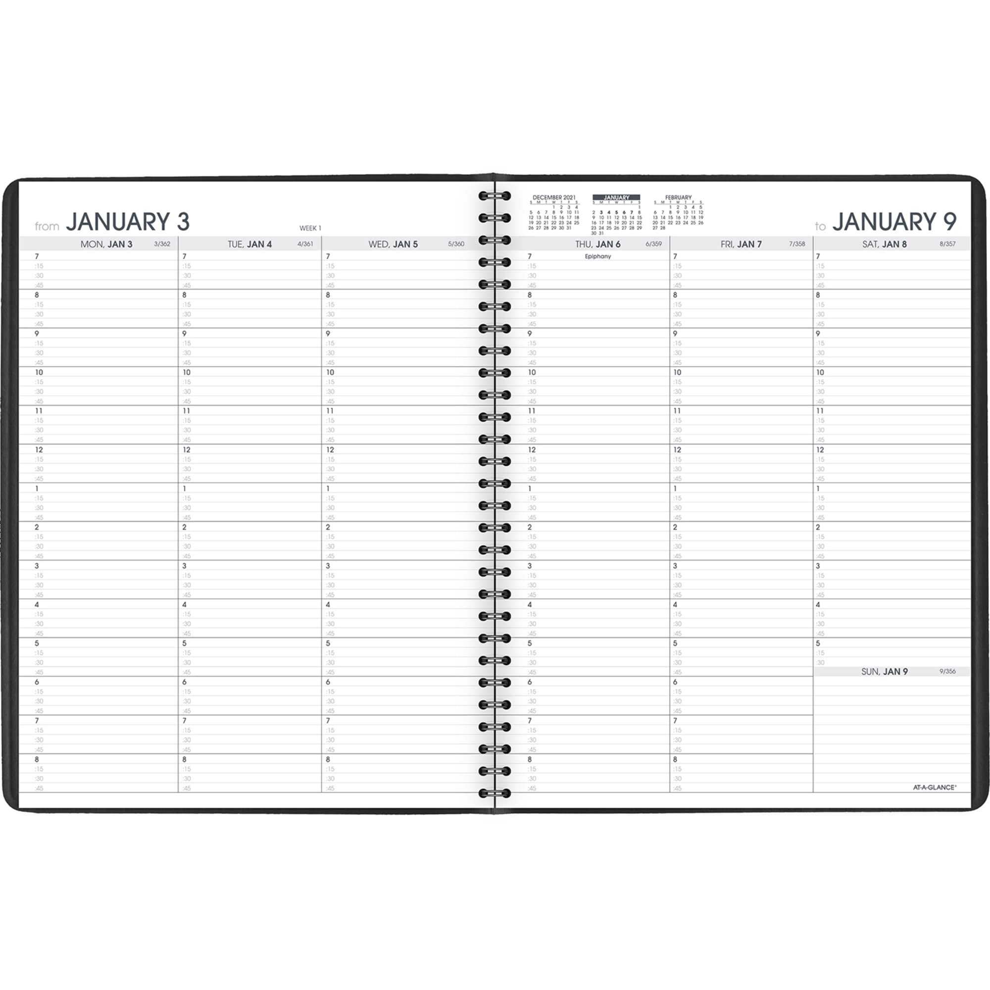 AT-A-GLANCE, agenda settimanale per appuntamenti 2022, 21 x 28 cm, grande, nero (7095005)