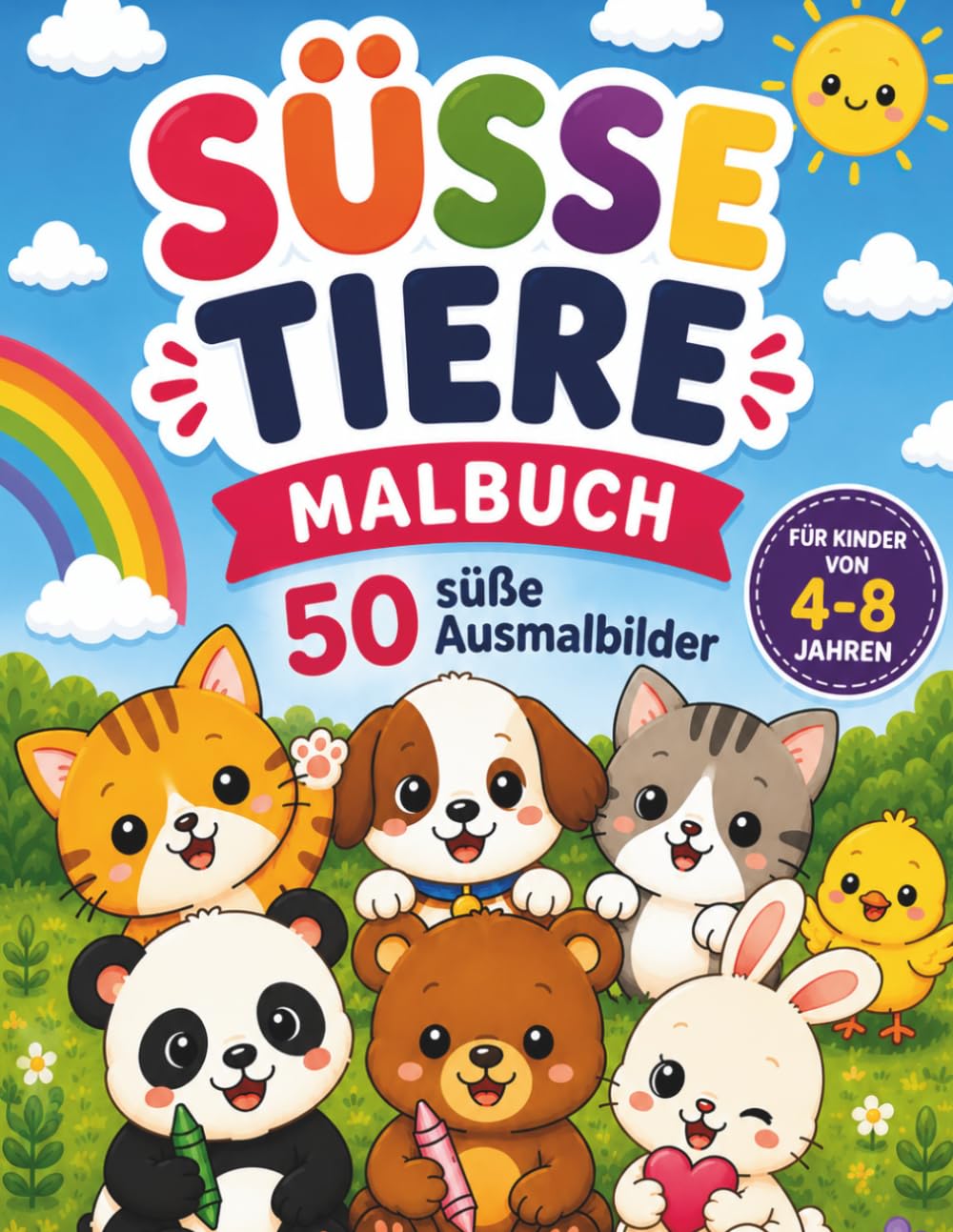 Süße Tiere Malbuch: 100 süße Ausmalbilder für Kinder von 4-8 Jahren