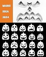 Vista 8 de JUSTOTRY Pumpkin Carving Kit - Halloween Pumpkin Face Shape Cookie Cutters Tools Set Easy & Safe Adults Kids DIY, Stainless Steel 23 Molds with 3 23