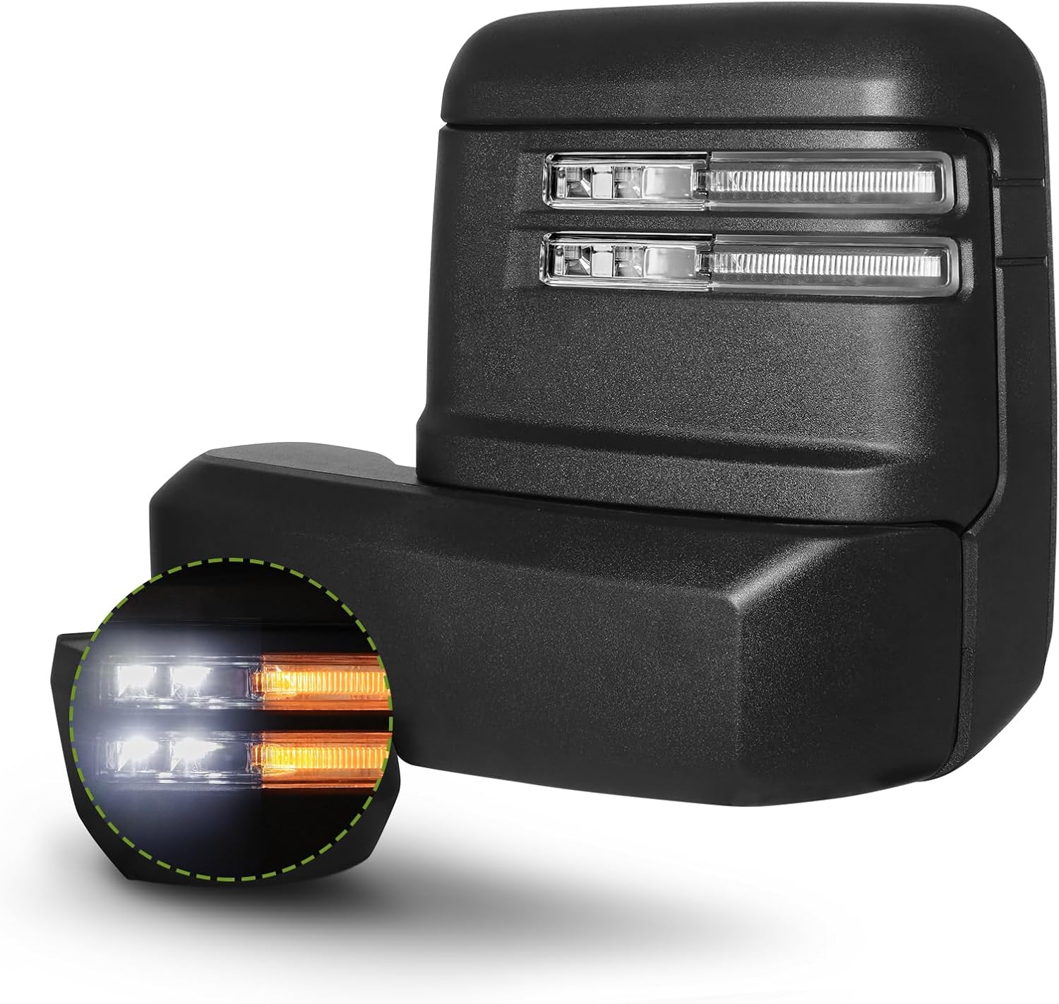 Driver Side Towing Mirror for 2020-2026 Chevy Silverado/GMC Sierra 2500HD/3500HD Left Side, Manual Telescoping & Folding, No Camera, Textured Cover