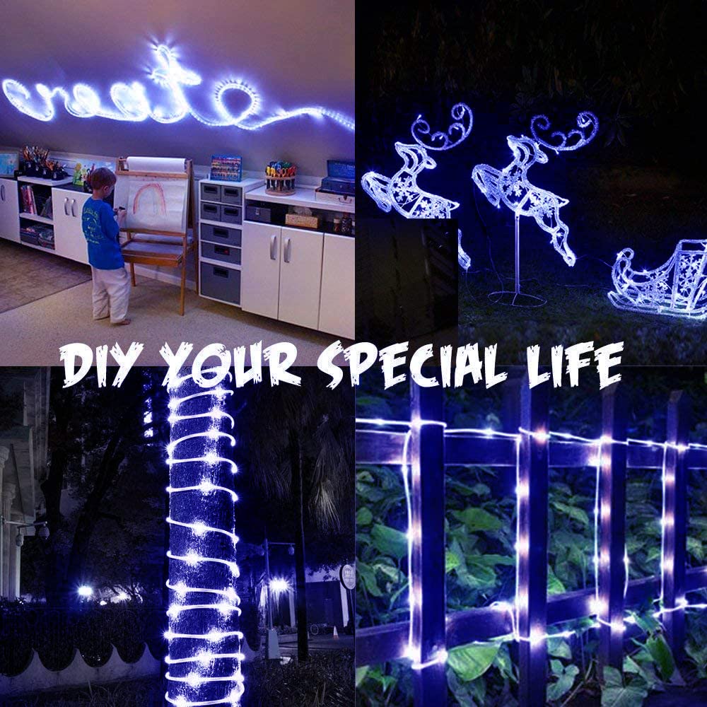 Solar Lichterkette Aussen Wetterfest 30 M 300 LED Wasserdicht Lichterschlauch Außen Lichterkette 8 Modes LED Schlauch Außen für Balkon Party Weihnachten (blau)