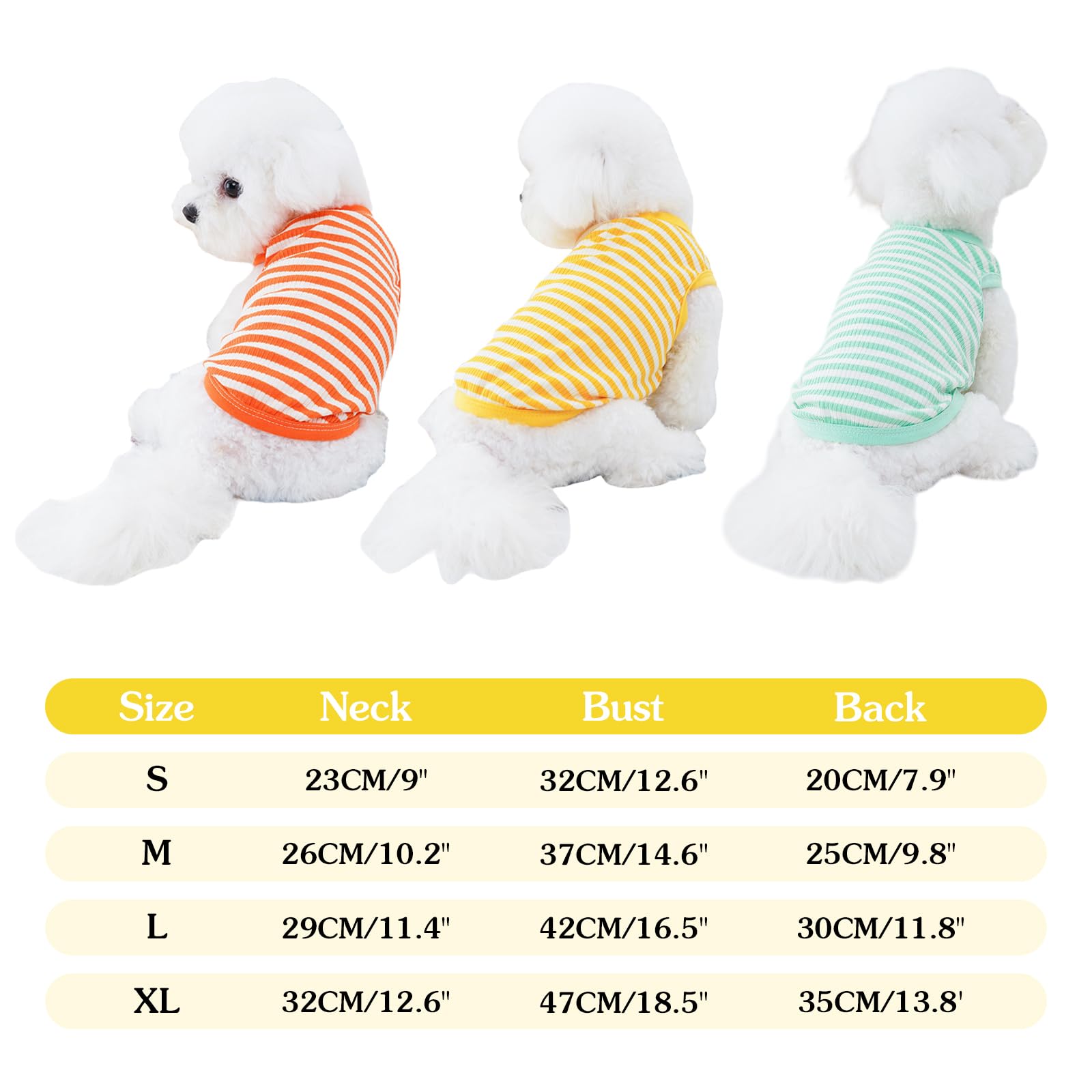 Winmany Dog Striped T-Shirt Pet Cat Summer Sleeveless Basic Vest Tank Top Puppy Soft Spring Fall Apparel Clothes for Small Medium Dogs Cats (1 - Image 2