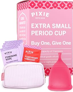 Pixie Cup - Soft, Safe, Reusable Menstrual Cup – 100% Medical-Grade Silicone Period Cup for Feminine Care - Buy One We Give One (Extra Small)