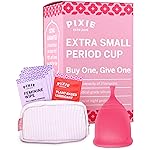 Pixie Menstrual Cup - No Metals or Toxins - Ranked 1 for The Most Soft Reusable Period Cup - Wear 12 Hours - 100% Medical-Grade Silicone - Tampon Alternative - Buy One We Give One - Extra Small