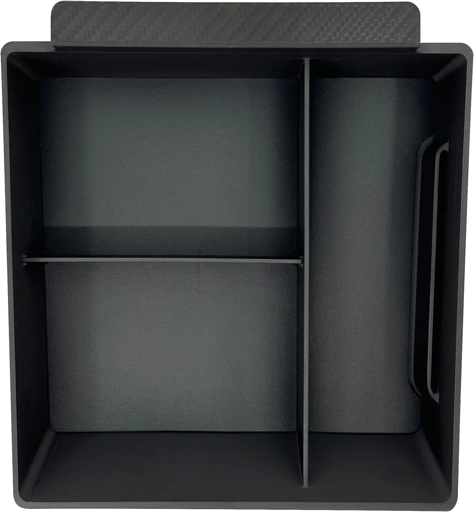 TWRAPS Center Console Organizer for Tesla Model X and Tesla Model S, Carbon Fiber Detail Armrest Storage Tray, Premium Faux Leather Inserts, Accessories Fit Model S/X 2025 2024 2023 2022 2021