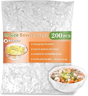 Reastar 200 Pack Reusable Plastic Bowl Covers for Bread Proofing & Sourdough - Stretchy Shower Caps Keep Food Fresh & Dust-Free
