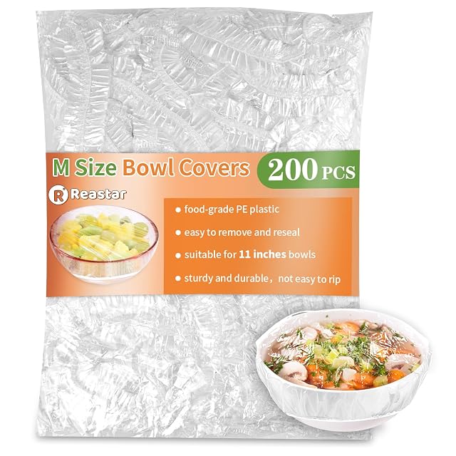 200 Pcs Bowl Covers for Bread Proofing Plastic Shower Caps for Sourdough Bread Food Covers Stretch Reusable Elastic
