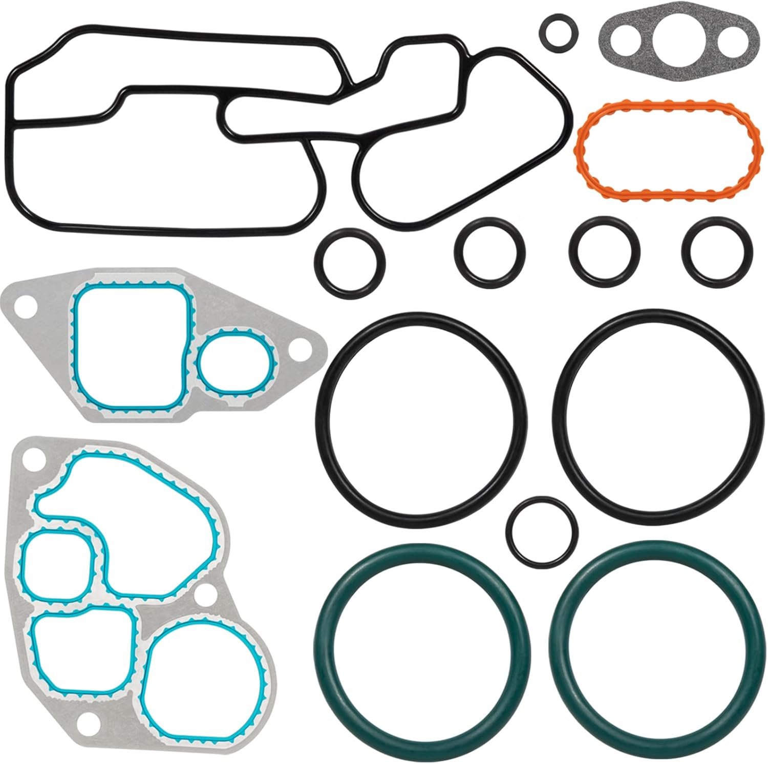 Oil Cooler Mounting Gasket Kit Compatible with Navistar International 1993-1997 DT466E Engines Replace for 1823182C95 1823182C94 1823182C93 1823182C92 1823182C91