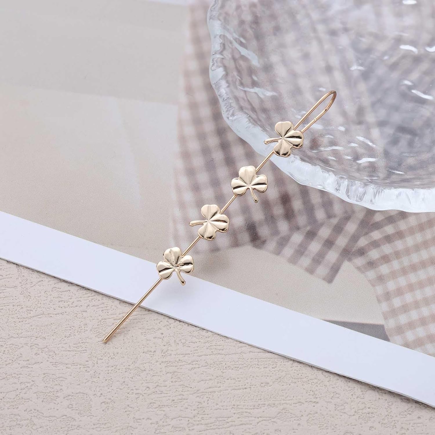 Leaf Ear Wrap Hook Earrings Gold Leaf Ear Crawler Earrings Vintage Ear Cuff Climber Hook Earring Leaves Stud Earring Jewelry for Women - Image 5