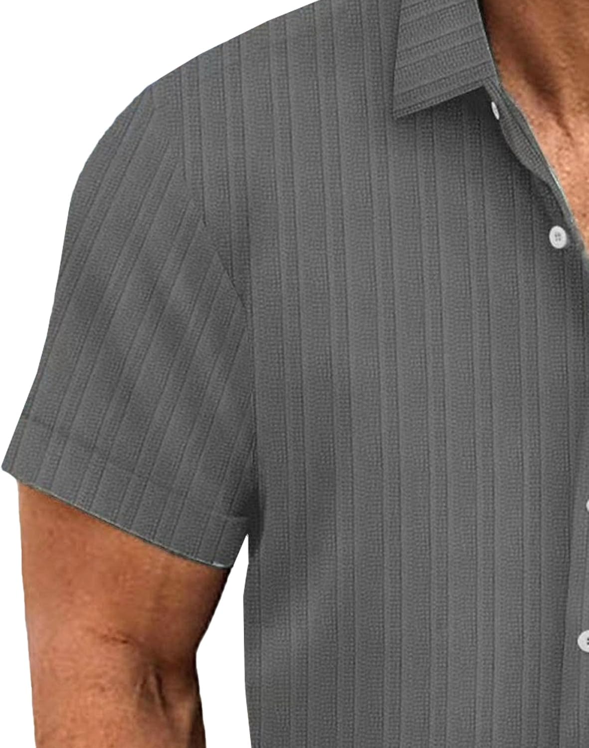 Men Linen Striped Jacquard Shirts Classic Casual Loose Button Seaport T Shirt Summer Holiday Beach Cardigan Tops